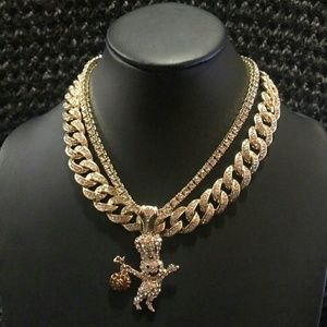 14K GOLD PLATED ICED OUT CHAINS COMBO